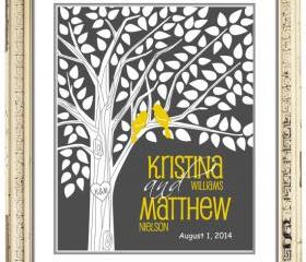 Wedding signature tree-guestbook alternative 18x24 100 signatures 