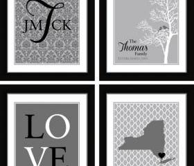 Wall Art// Wedding Gift// Monogram//Mothers day gift//Home Decor//Family tree Art 4-8x10 art prints