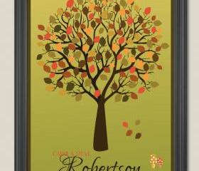Wedding signature Tree-guest book alternative 18x24 100 signatures 