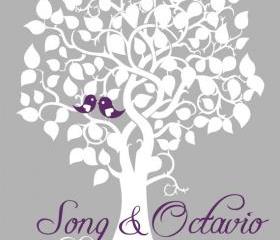 Personalized wedding Signature Tree 18x24 100 signatures, wedding guest book alternative 